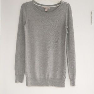 Banana Republic Solid Bateau Gray Sweater